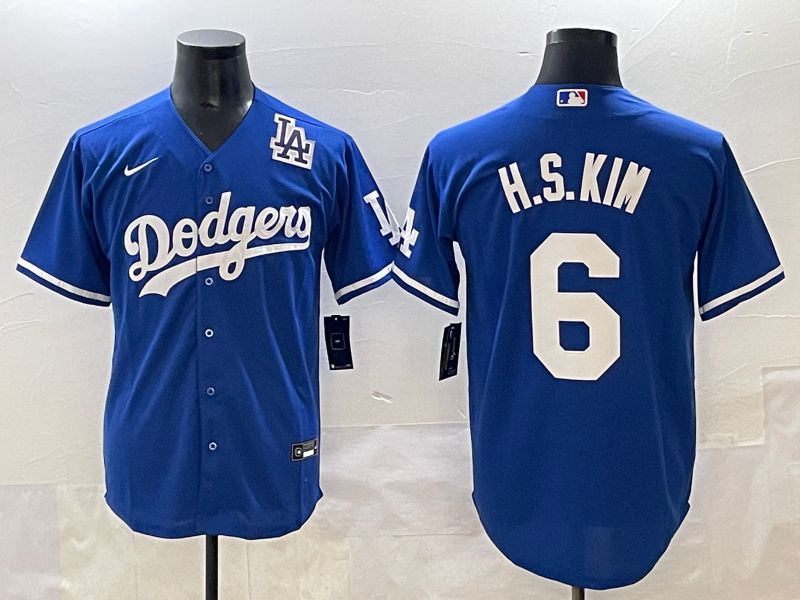 Men 2025 Los Angeles Dodgers 6 H.S.Kim Blue Game Nike MLB Jersey style 10